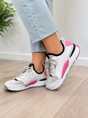 PUMA RS-O System 5.5C Girls Sneakers White-Gray Violet-Pink Athletic Shoes